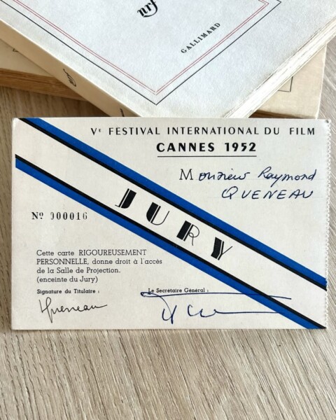 Raymond Quenau Carte de membre du Festival de Cannes 1952