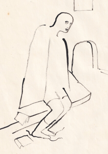 Jean Cocteau - "Paul tombe" - Dessin original à l'encre de chine, 1934.