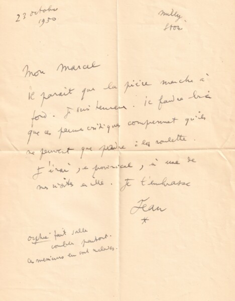Jean Cocteau - Lettre autographe signée