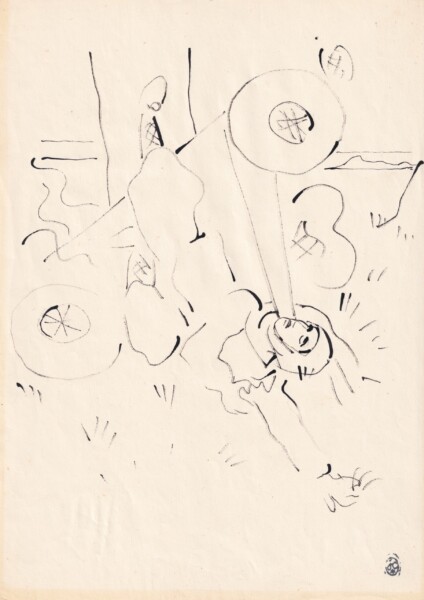 Jean Cocteau - "La mort de Michaël" - Dessin original à l'encre de chine, 1934.