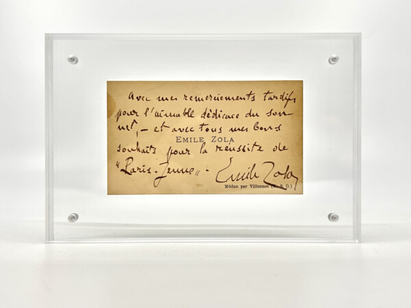 Émile Zola- Carte de visite autographe signée - 1886