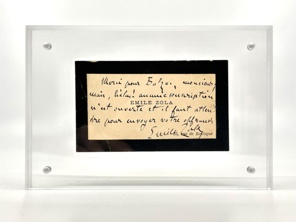 Émile Zola- Carte de visite autographe signée - 1880-1881