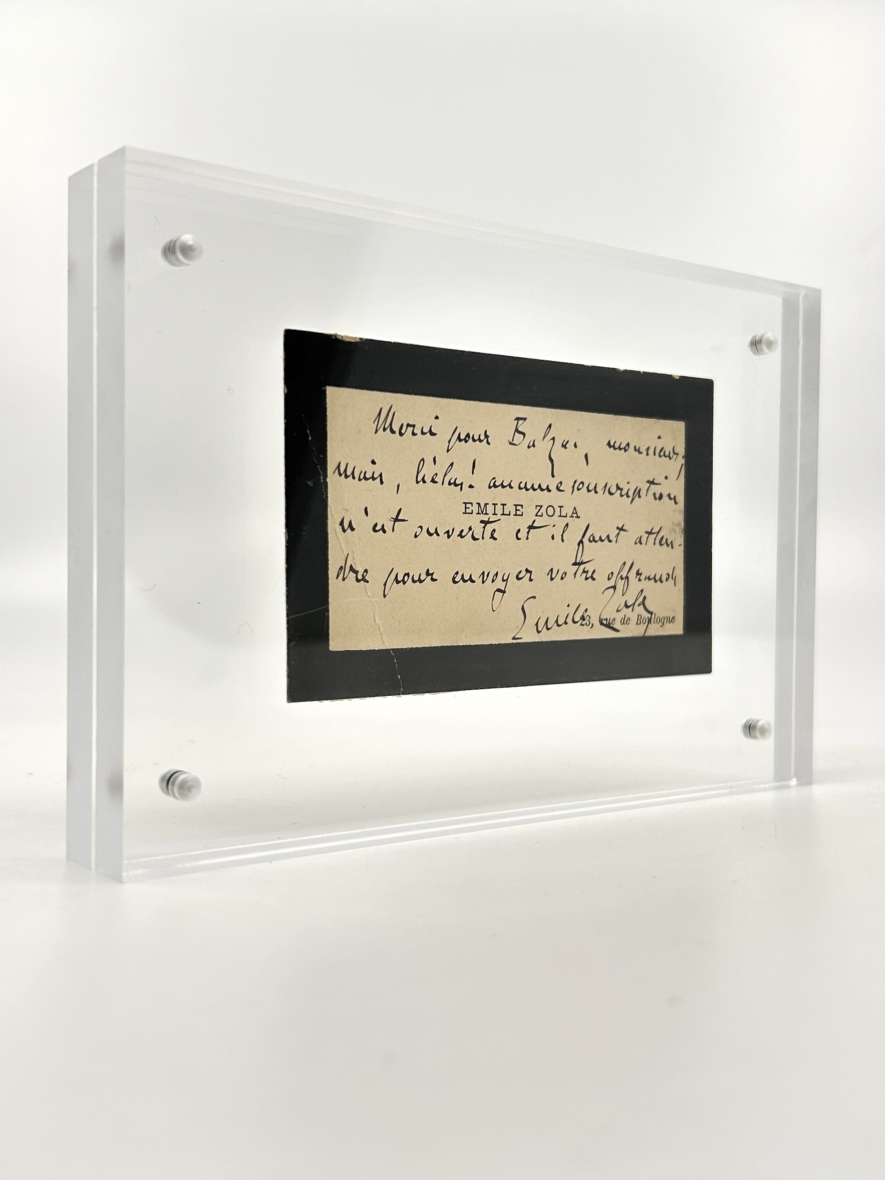 Émile Zola- Carte de visite autographe signée - 1880-1881