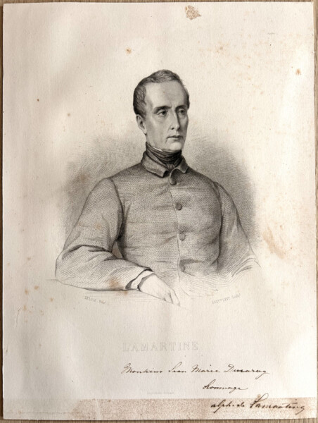 Alphonse de Lamartine - Portrait signé. Vers 1860