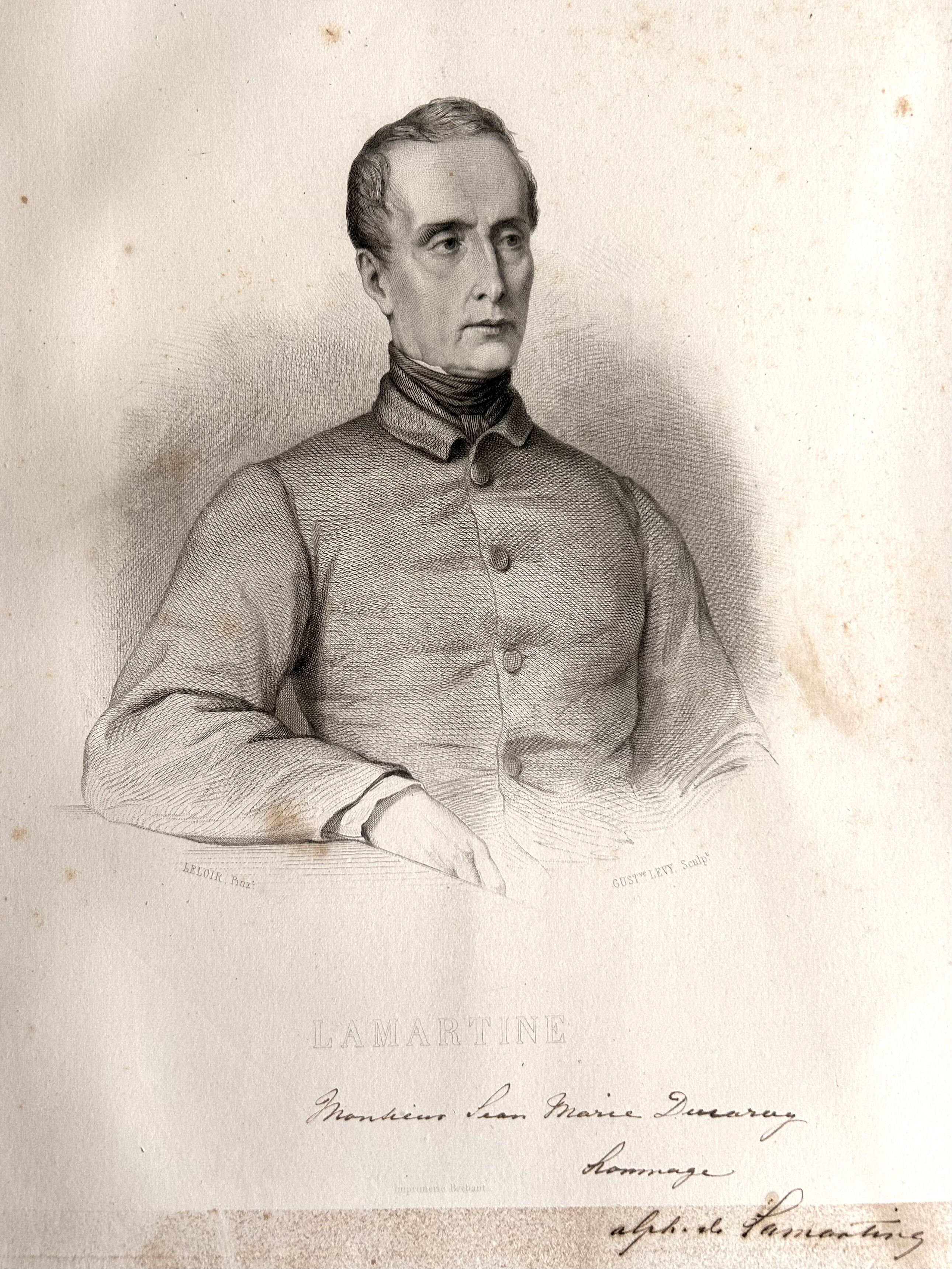 Alphonse de Lamartine - Portrait signé. Vers 1860