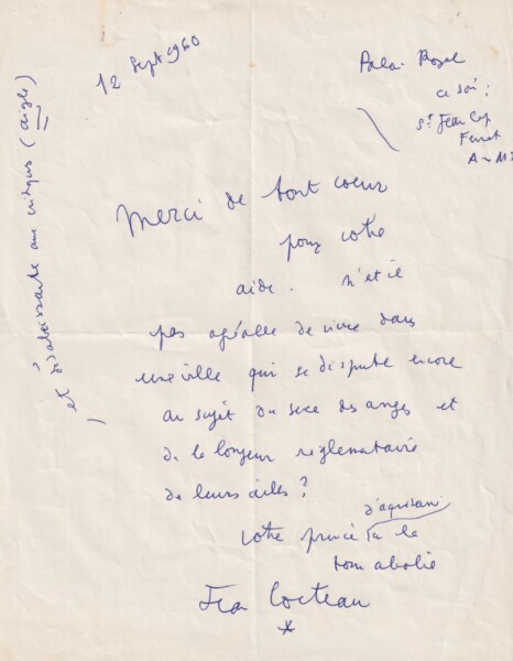 Jean Cocteau - Lettre autographe signée