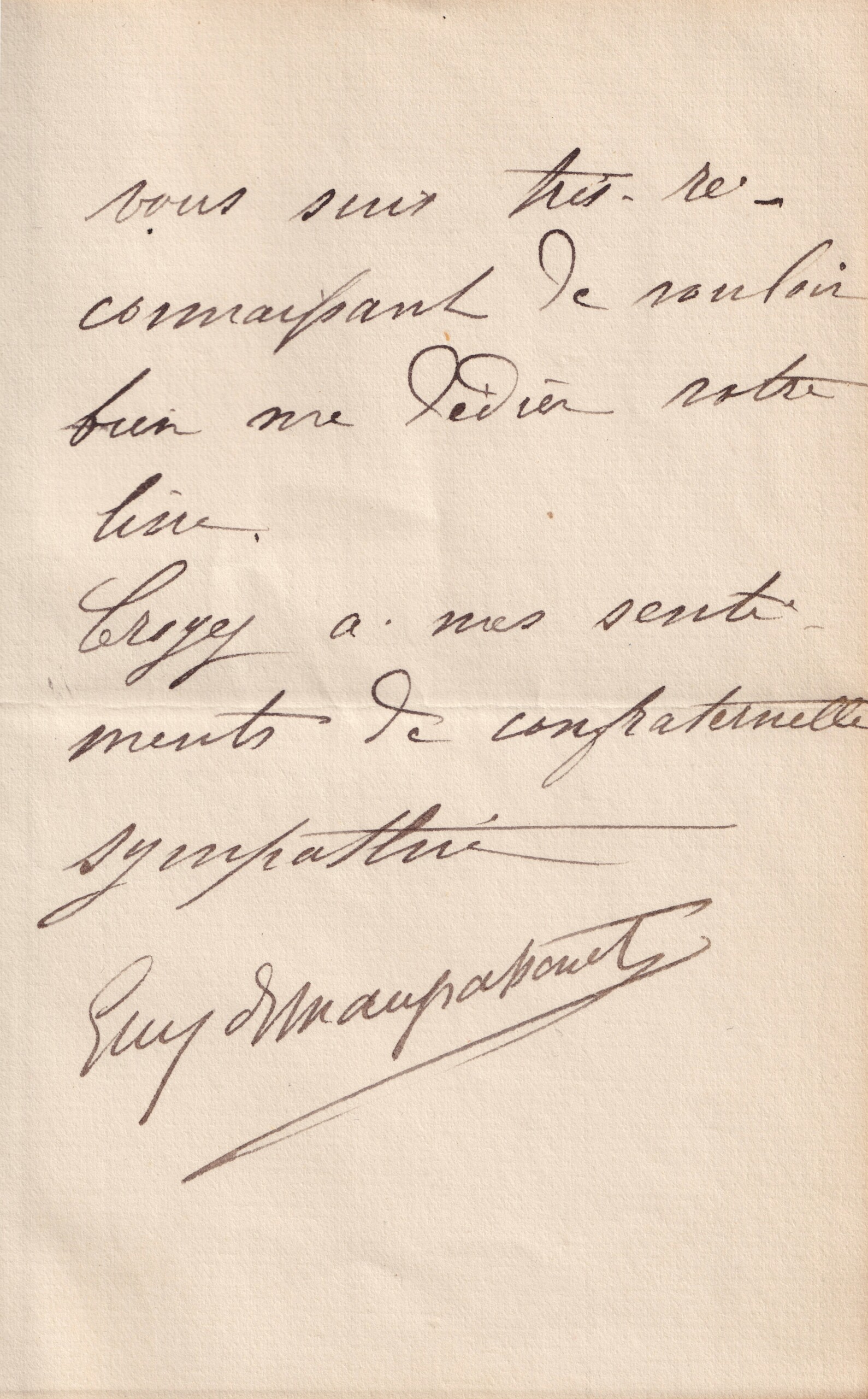 Guy de Maupassant - Lettre signée - 1891