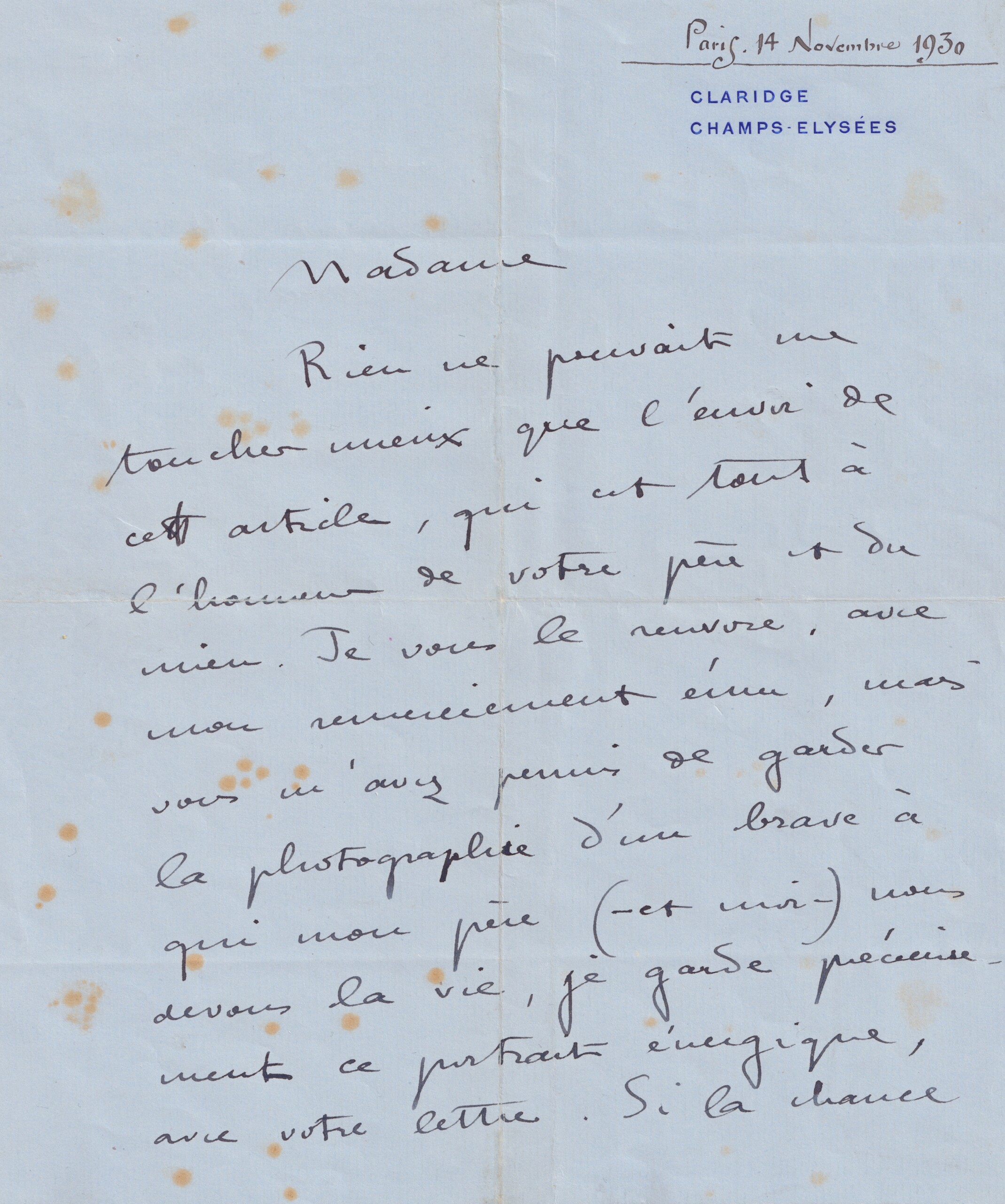 Colette - Lettre autographe signée - 1930