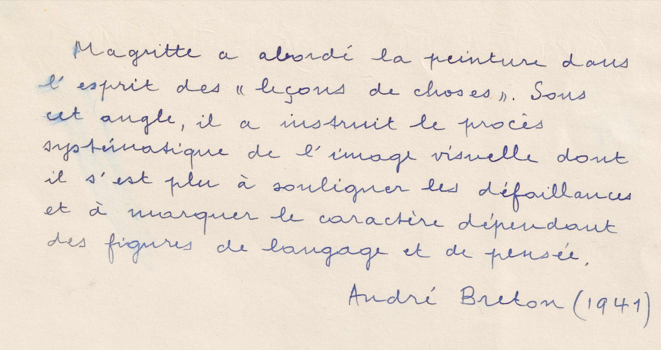 André Breton - Manuscrit autographe signé -Magritte