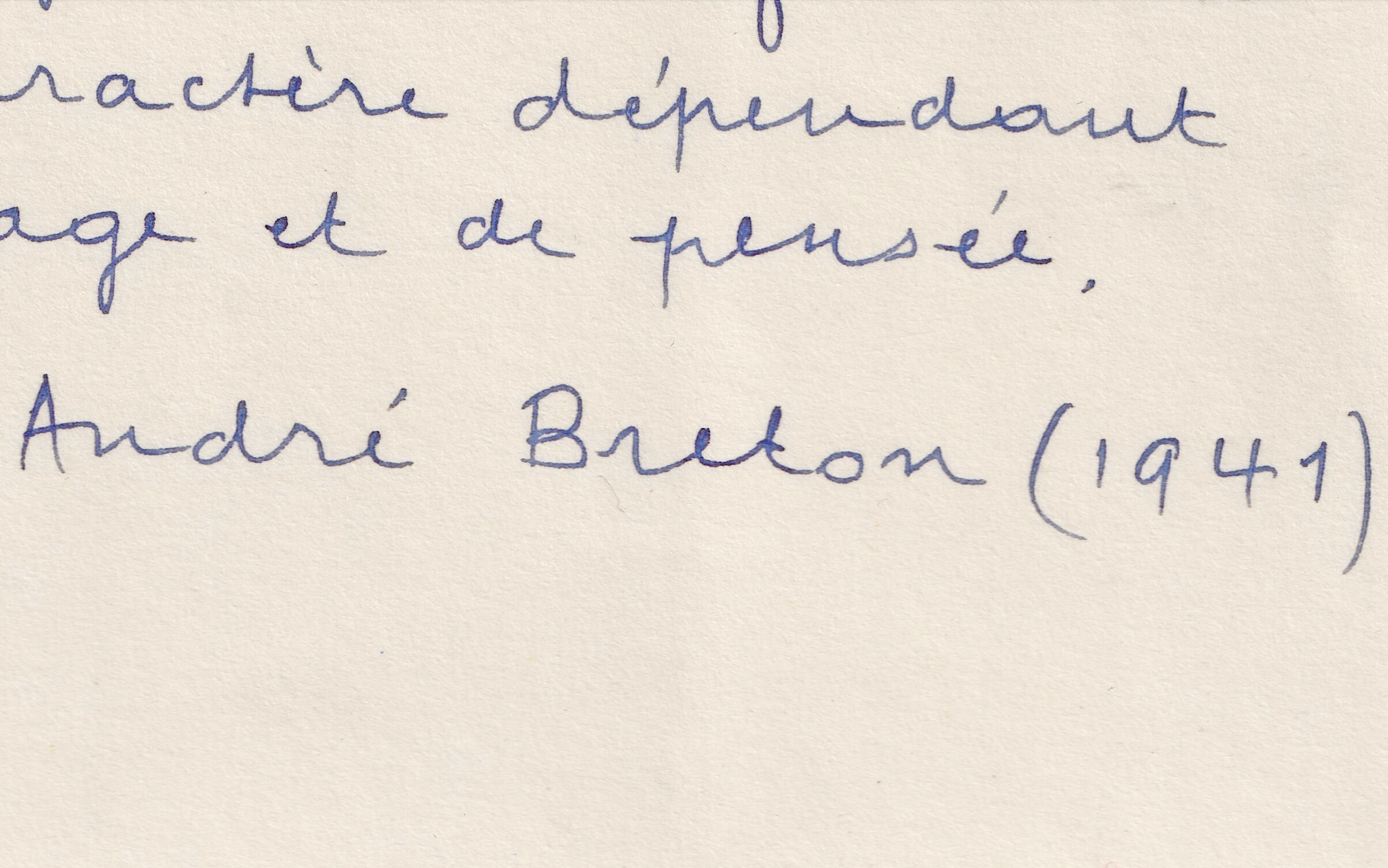 André Breton - Manuscrit autographe signé -Magritte