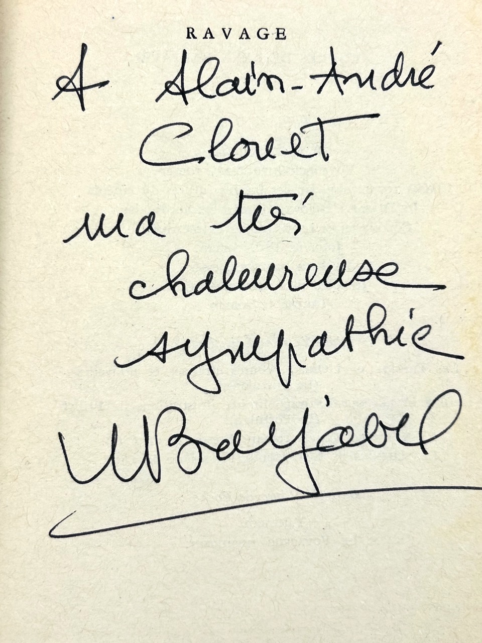 René Barjavel - Ravage - envoi autographe.