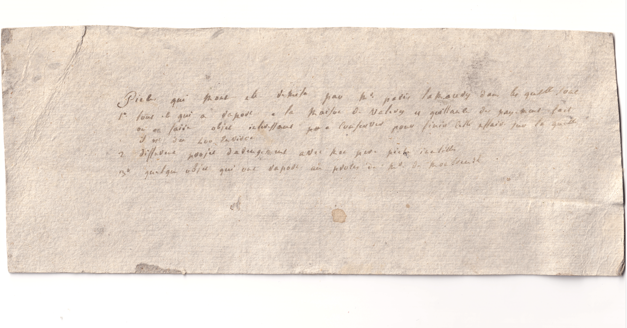 Grande pièce cartonnée oblongue avec lettrage à l'encre noire et notes autographes, provenant de l'étude de l'avoué du marquis de Sade