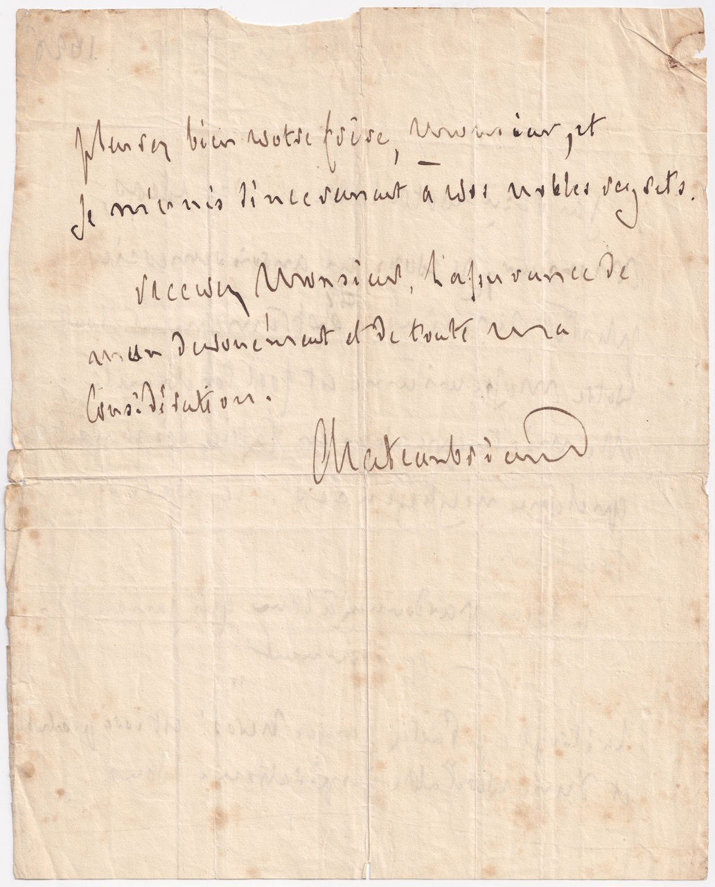 François-René de Chateaubriand -Lettre autographe signée - 1826