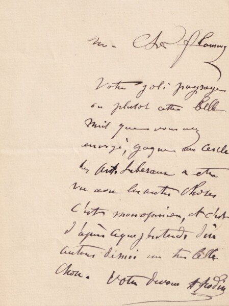Auguste Rodin - Lettre autographe signée au peintre Francois Flameng. C.1883