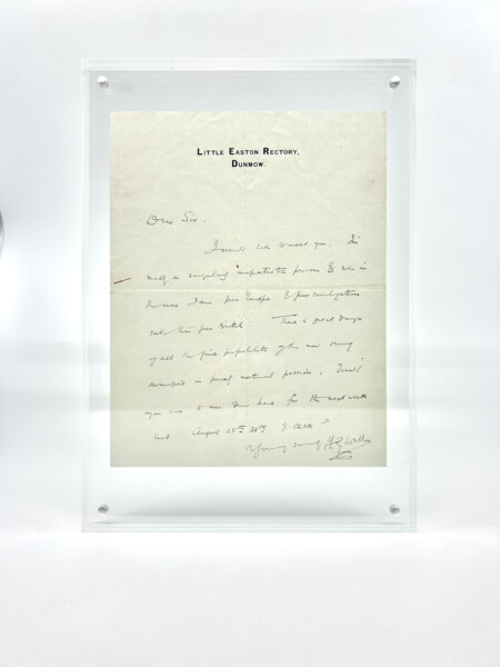 H. G Wells - Lettre autographe signée à l'aube de la première guerre mondiale.