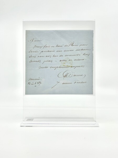 Lettre autographe signé d'Alexandre Dumas - 1851
